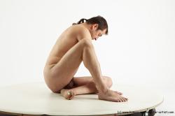 Nude Man White Sitting poses - simple Muscular Long Brown Sitting poses - ALL Realistic